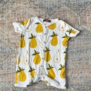 Milkbarn 3-6 months Yellow Pear Print romper
